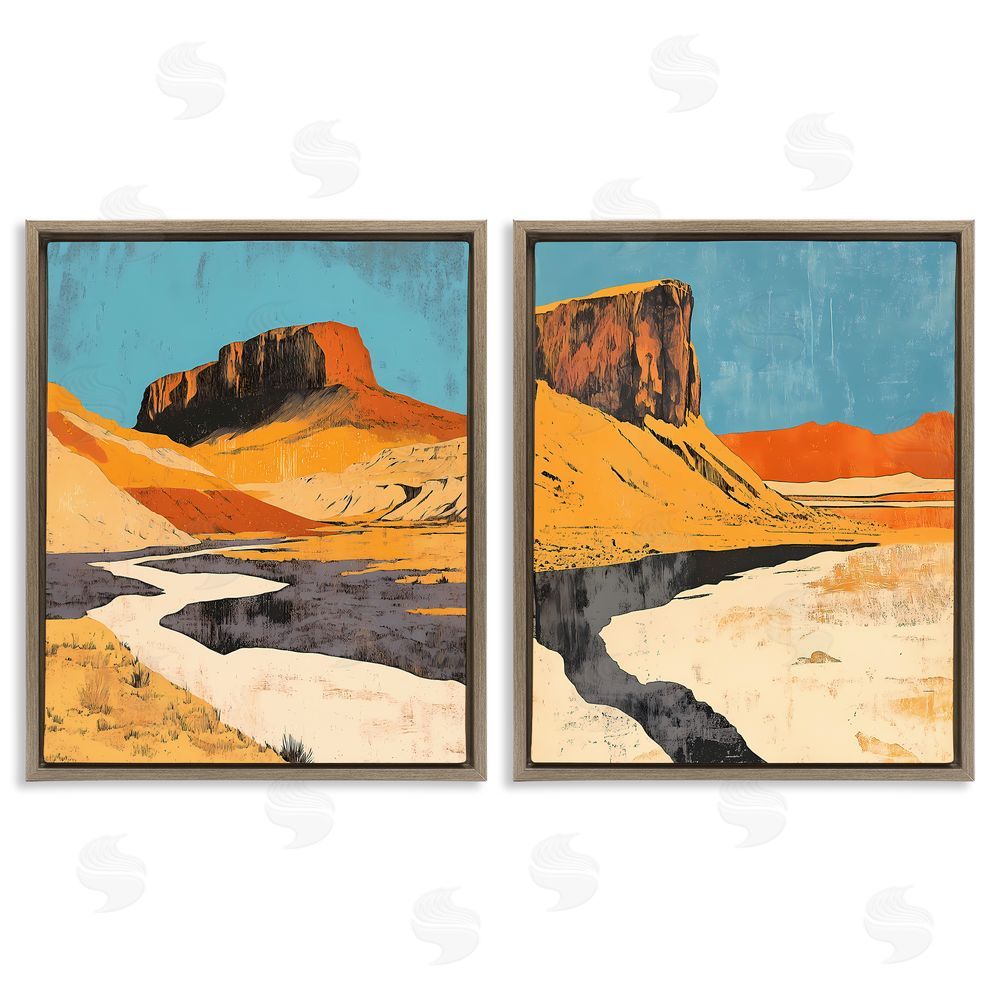 Walker Noble Desert Canyon Pass Brown Floating Frame Canvas Wall Art