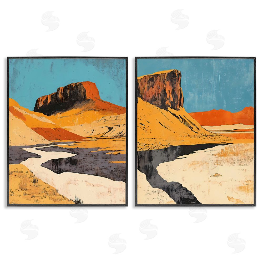 Walker Noble Desert Canyon Pass Blacked Framed Giclee Wall Art Print