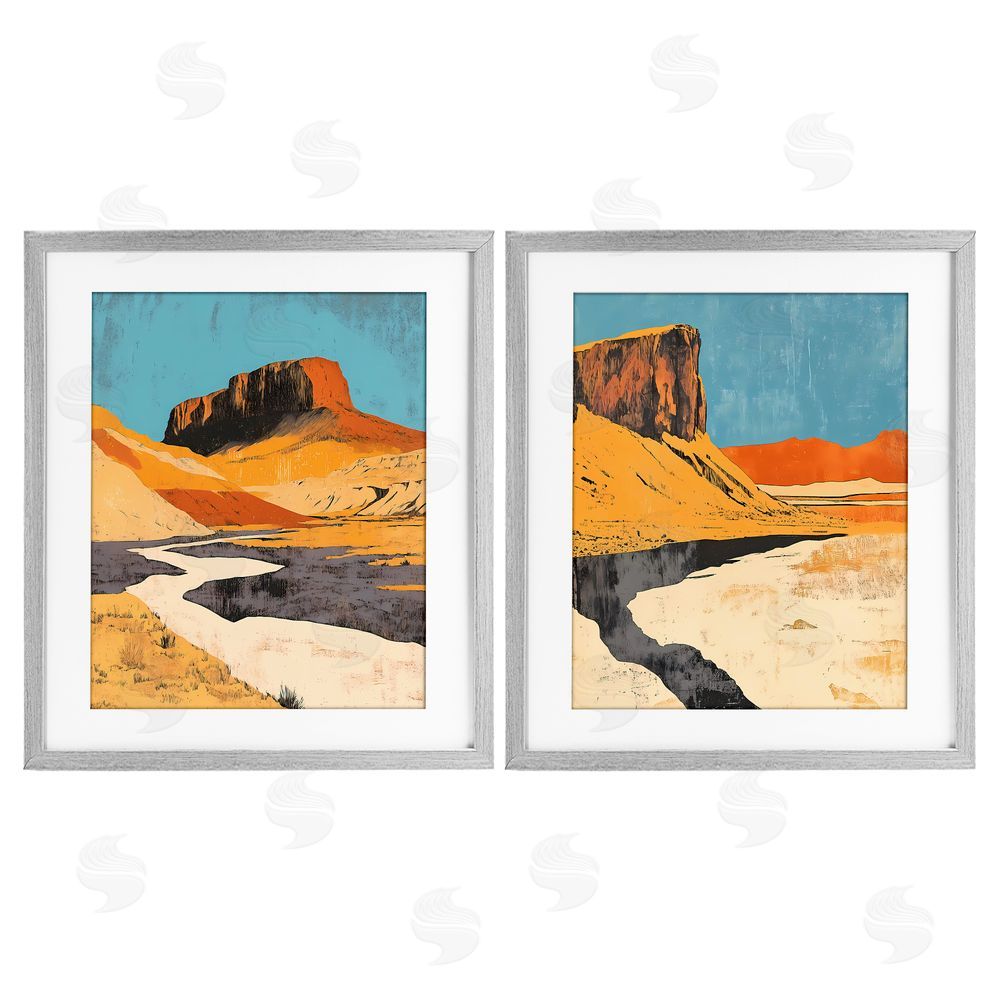Walker Noble Desert Canyon Pass Gray Framed Print Under Glass with Mat Wall Art
