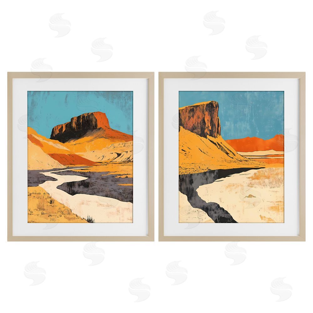 Walker Noble Desert Canyon Pass Brown Framed Print Under Glass with Mat Wall Art