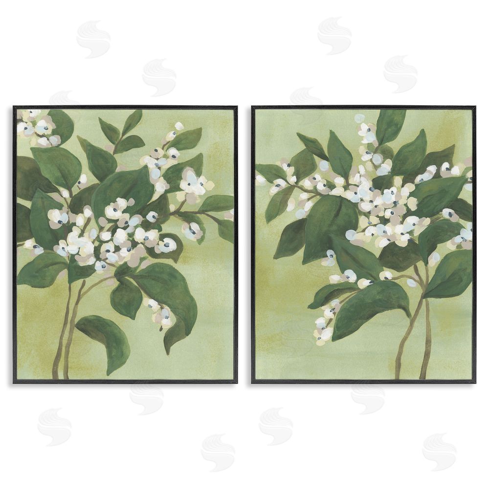 June Erica Vess Verdant Herb Blossoms Black Framed Giclee Wall Art Print