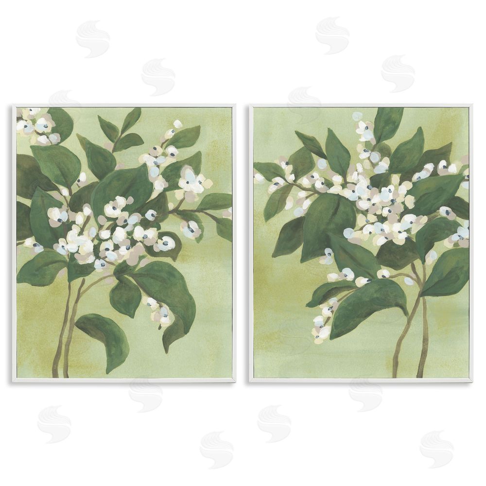 June Erica Vess Verdant Herb Blossoms White Framed Giclee Wall Art Print