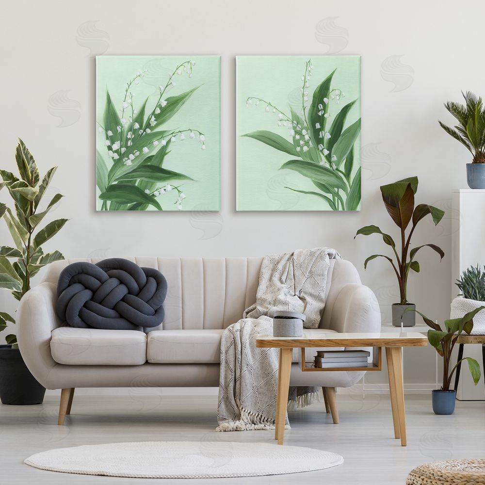 Grace Popp Blooming Lily of Valley Stretched Canvas Wall Art in Room