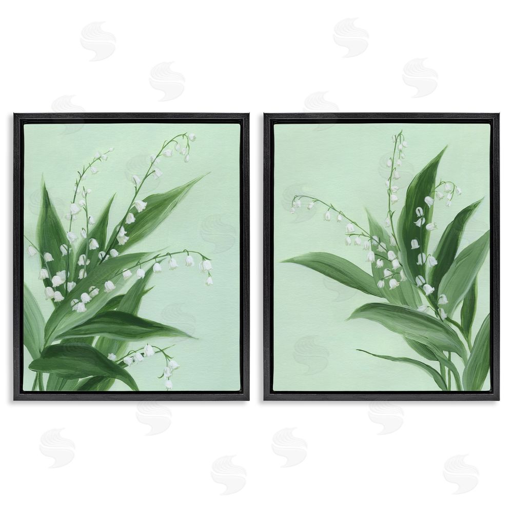 Grace Popp Blooming Lily of Valley Black Floating Frame Canvas Wall Art Print