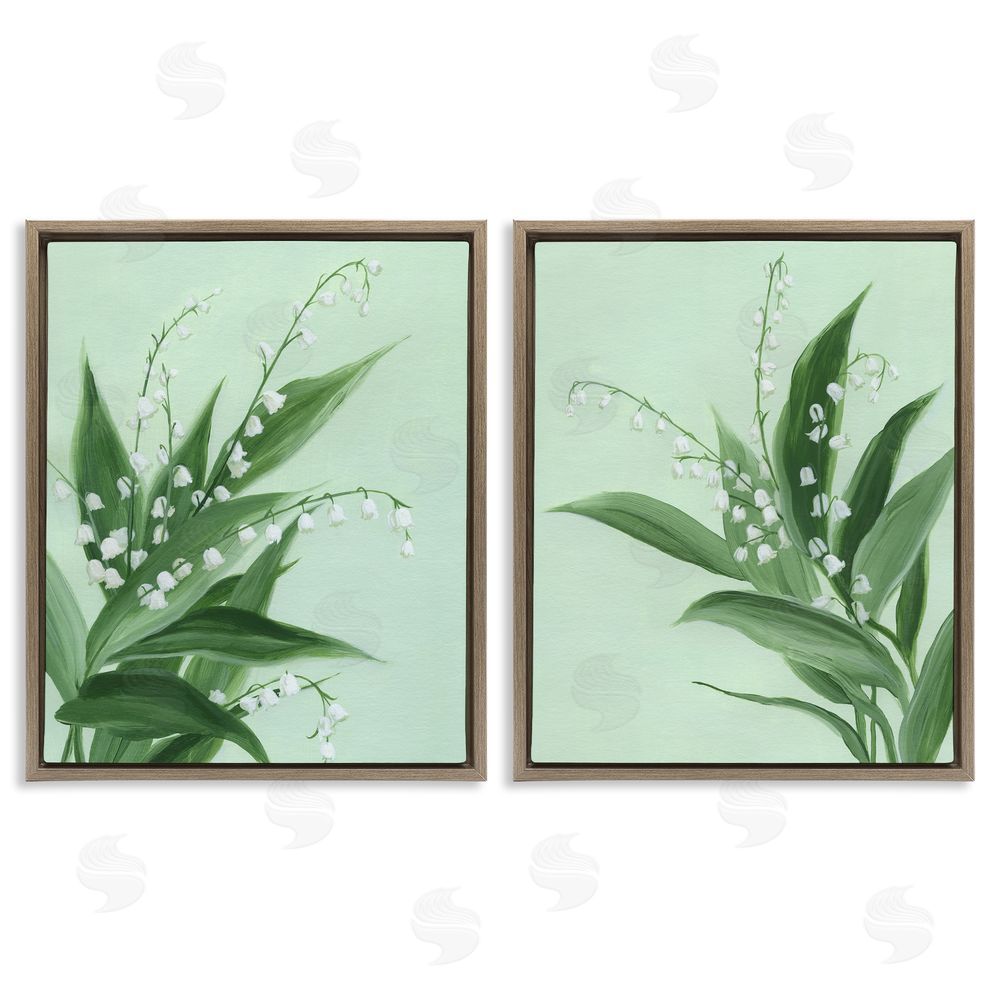 Grace Popp Blooming Lily of Valley Brown Floating Frame Canvas Wall Art Print