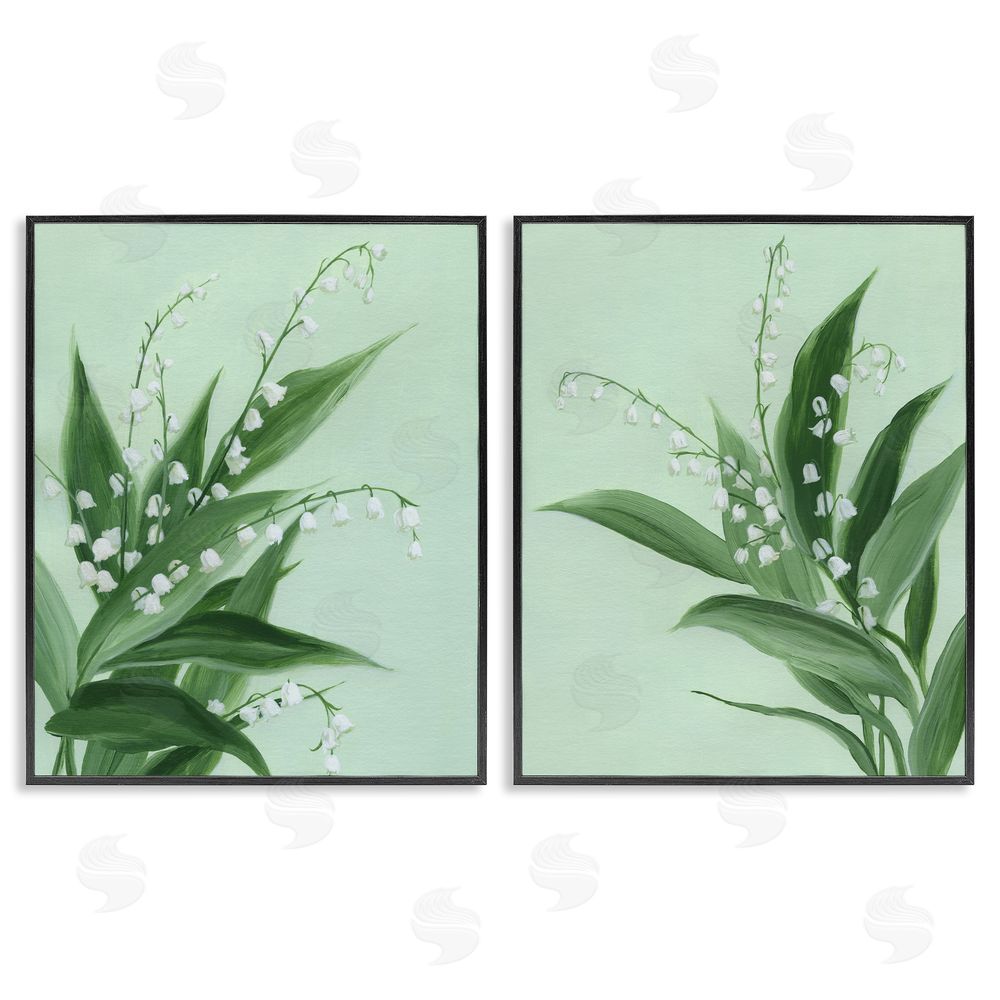 Grace Popp Blooming Lily of Valley Black Framed Giclee Wall Art Print