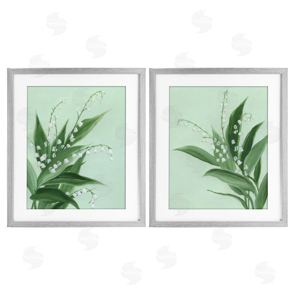 Grace Popp Blooming Lily of Valley Gray Framed Print Under Glass Wall Art