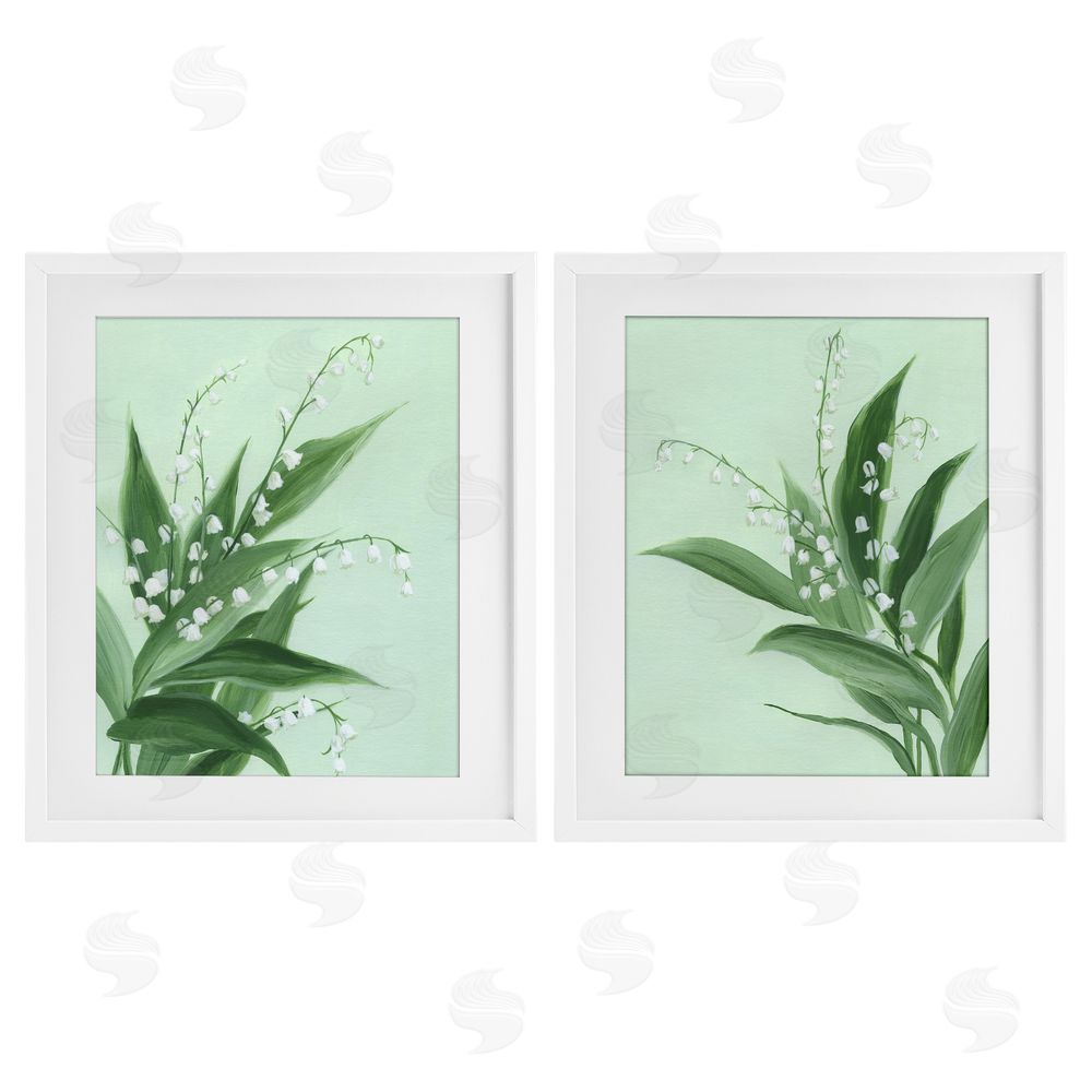 Grace Popp Blooming Lily of Valley White Framed Print Under Glass Wall Art