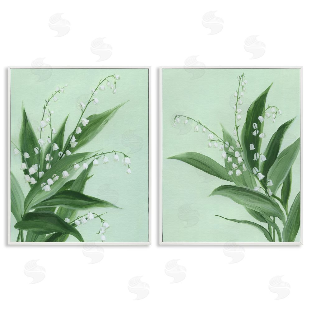 Grace Popp Blooming Lily of Valley White Framed Giclee Wall Art Print