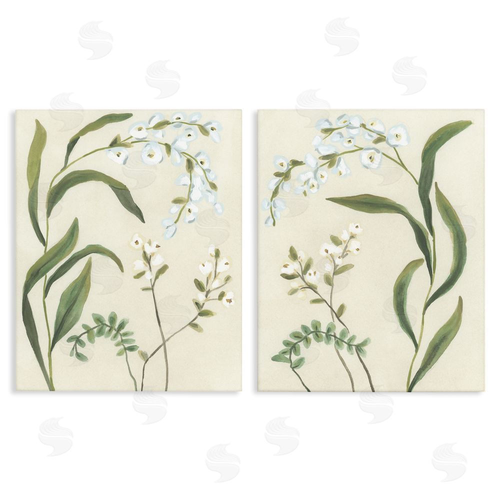 June Erica Vess Vintage Snowdrop Stems Stretched Canvas Wall Art Print