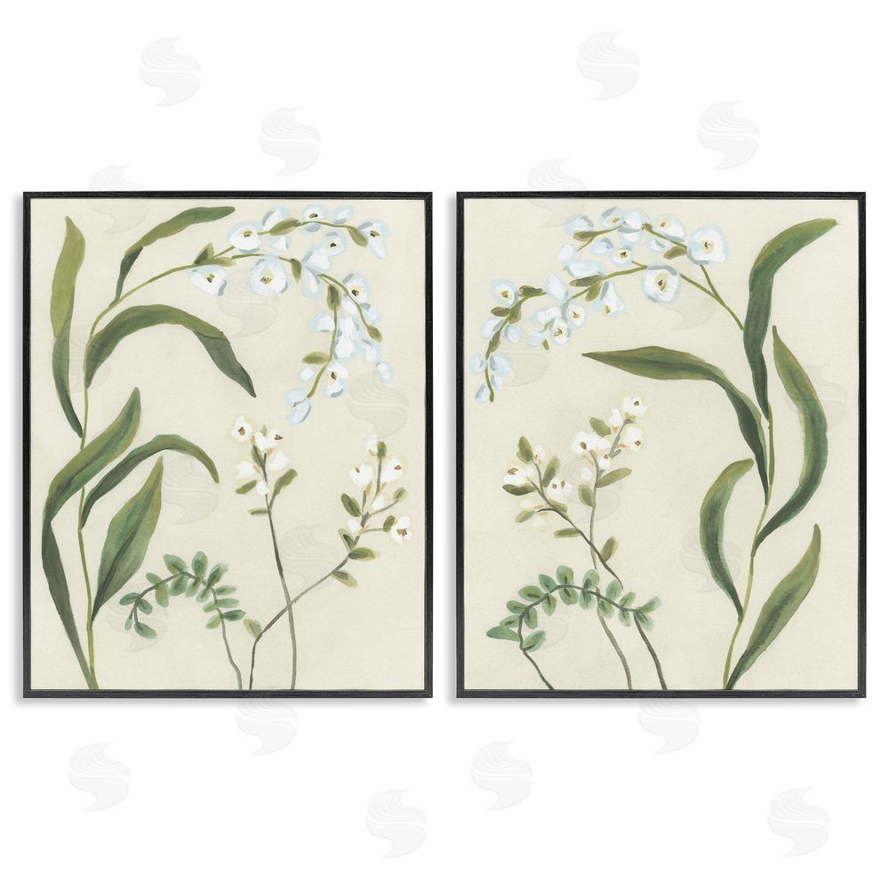 June Erica Vess Vintage Snowdrop Stems Black Framed Giclee Wall Art Print