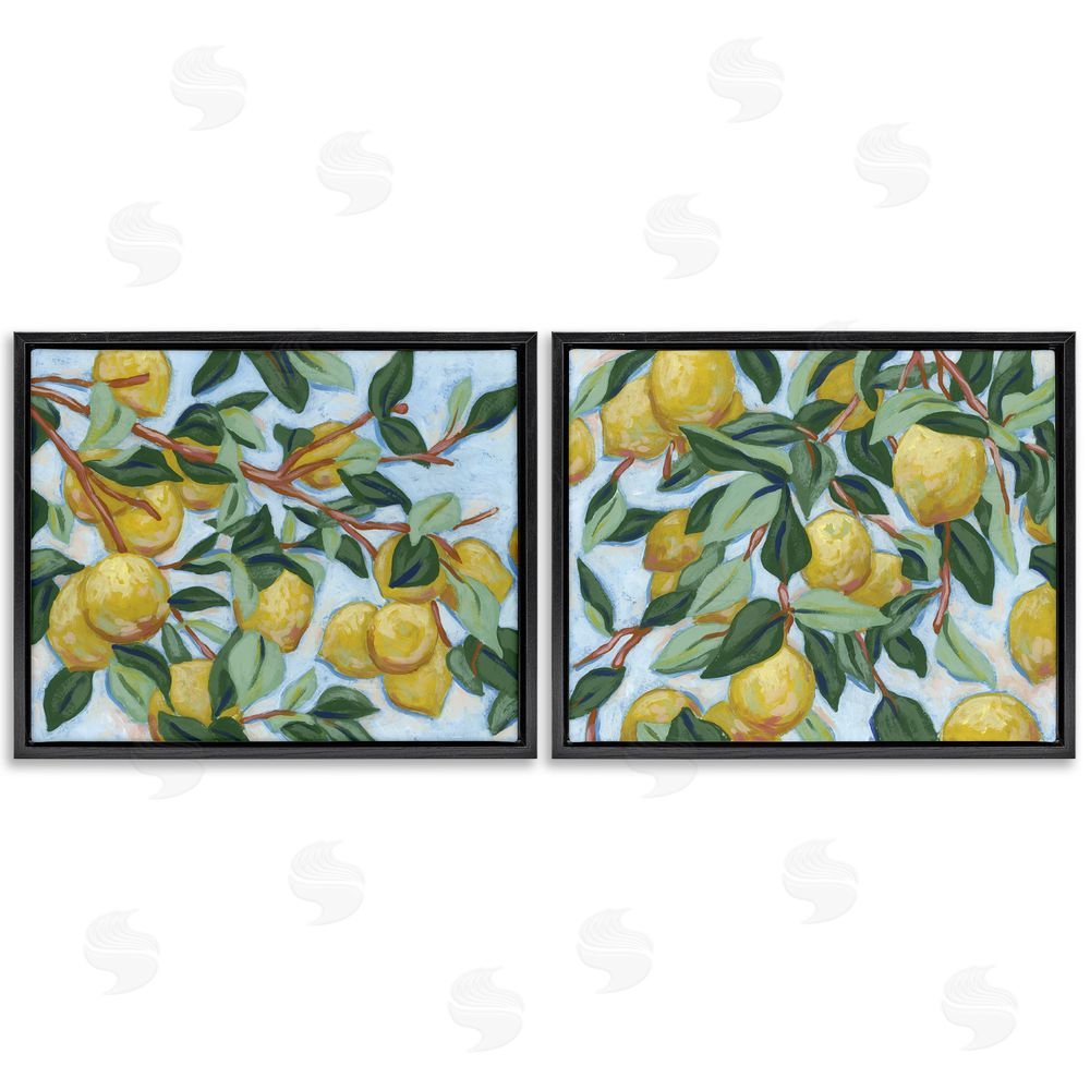 June Erica Vess Sunshine Lemon Tree Black Floating Frame Canvas Wall Art Print