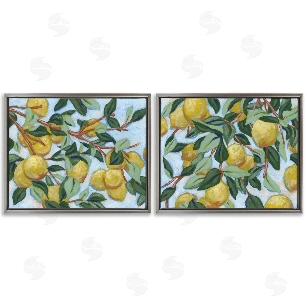 June Erica Vess Sunshine Lemon Tree Gray Floating Frame Canvas Wall Art Print