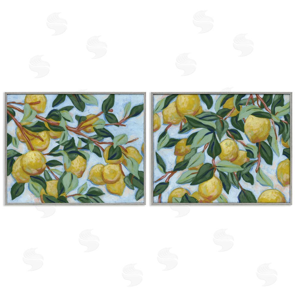 June Erica Vess Sunshine Lemon Tree Gray Framed Giclee Wall Art Print