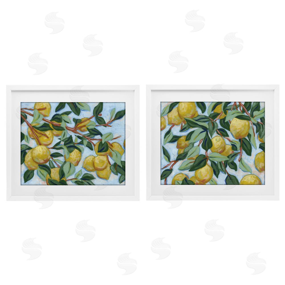 June Erica Vess Sunshine Lemon Tree White Framed Print Under Glass Wall Art