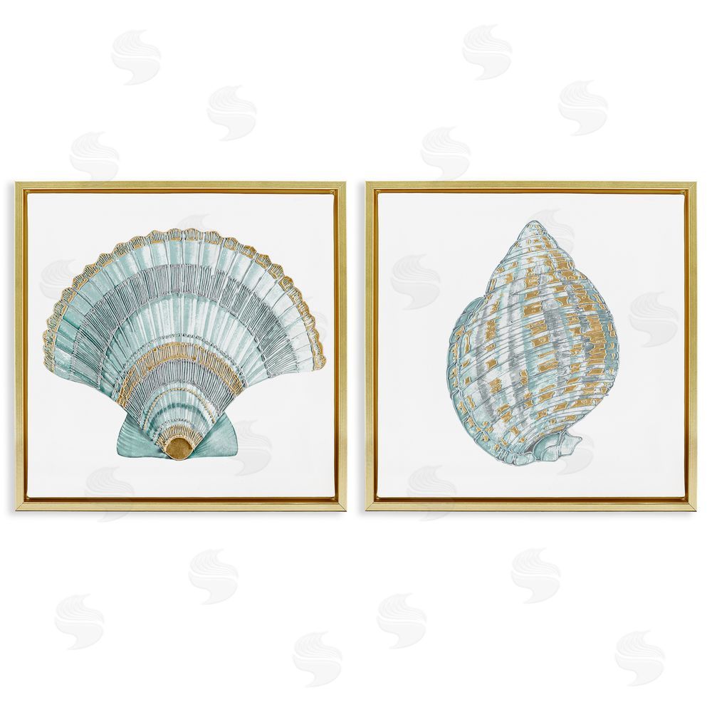 Lorenzo Collective Regal Clam Shell Duo Gold Floating Frame Canvas Wall Art Print