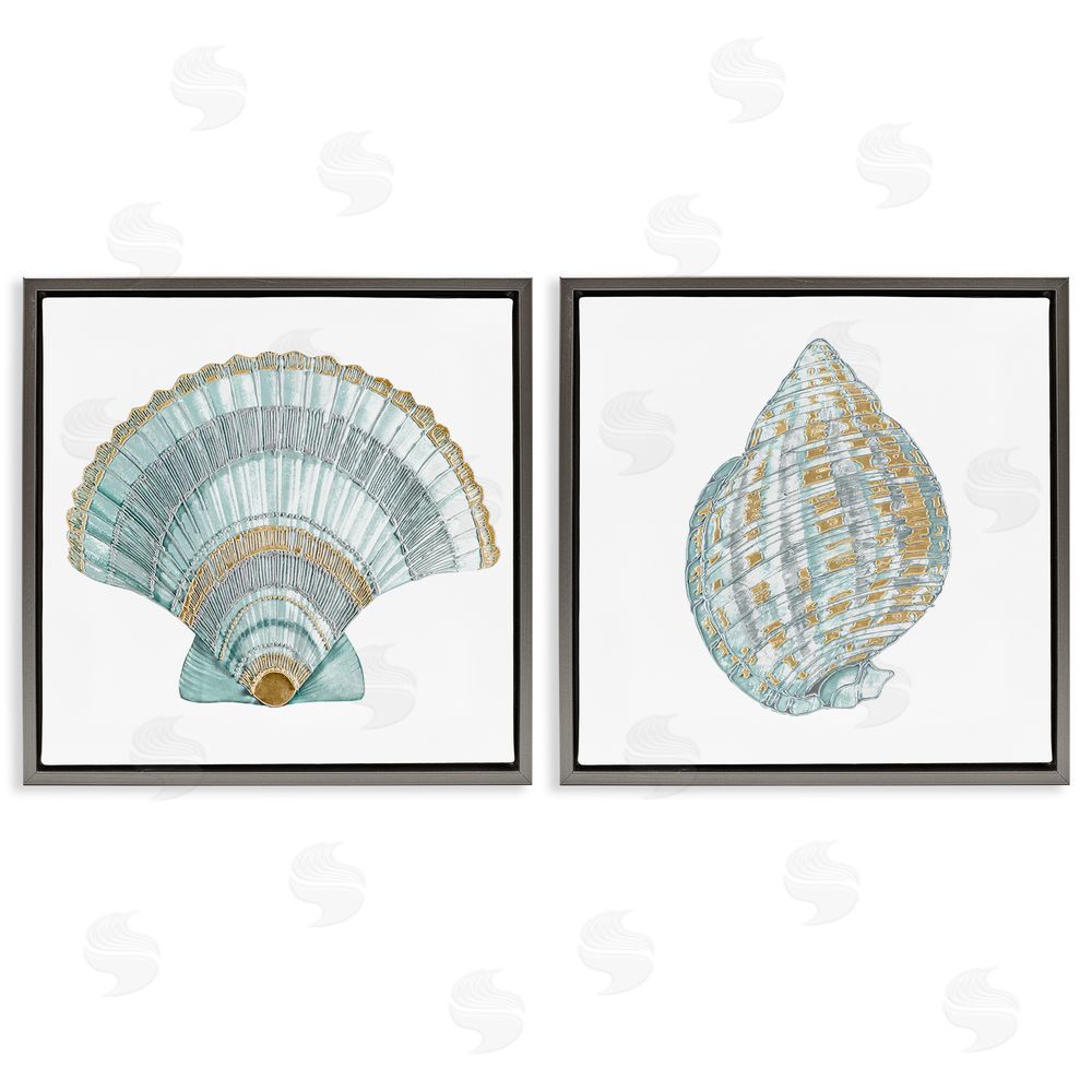 Lorenzo Collective Regal Clam Shell Duo Gray Floating Frame Canvas Wall Art Print