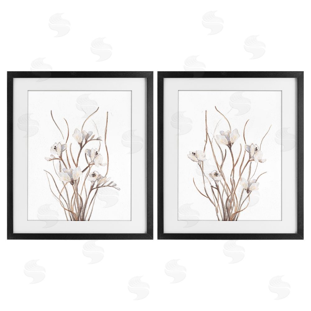 Sundance Graphics Curly Branches Wildflowers Black Framed Print Under Glass Wall Art
