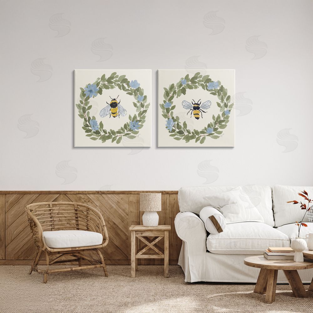 Lucille Price Bee Floral Celebrations Stretched Canvas Wall Art Print in Room