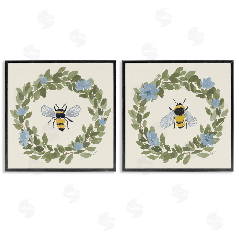 Lucille Price Bee Floral Celebrations Black Framed Giclee Wall Art Print