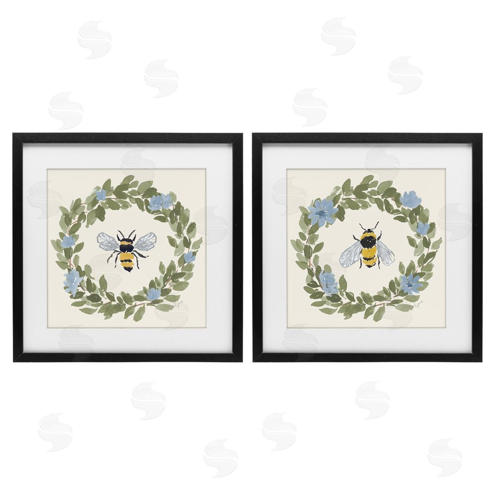Lucille Price Bee Floral Celebrations Black Framed Print Under Glass with Matting Wall Art