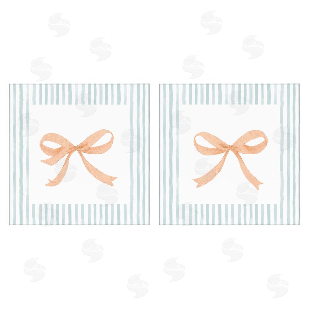 Sundance Graphics Orange Bows and Blue Stripes Canvas Wall Art Print