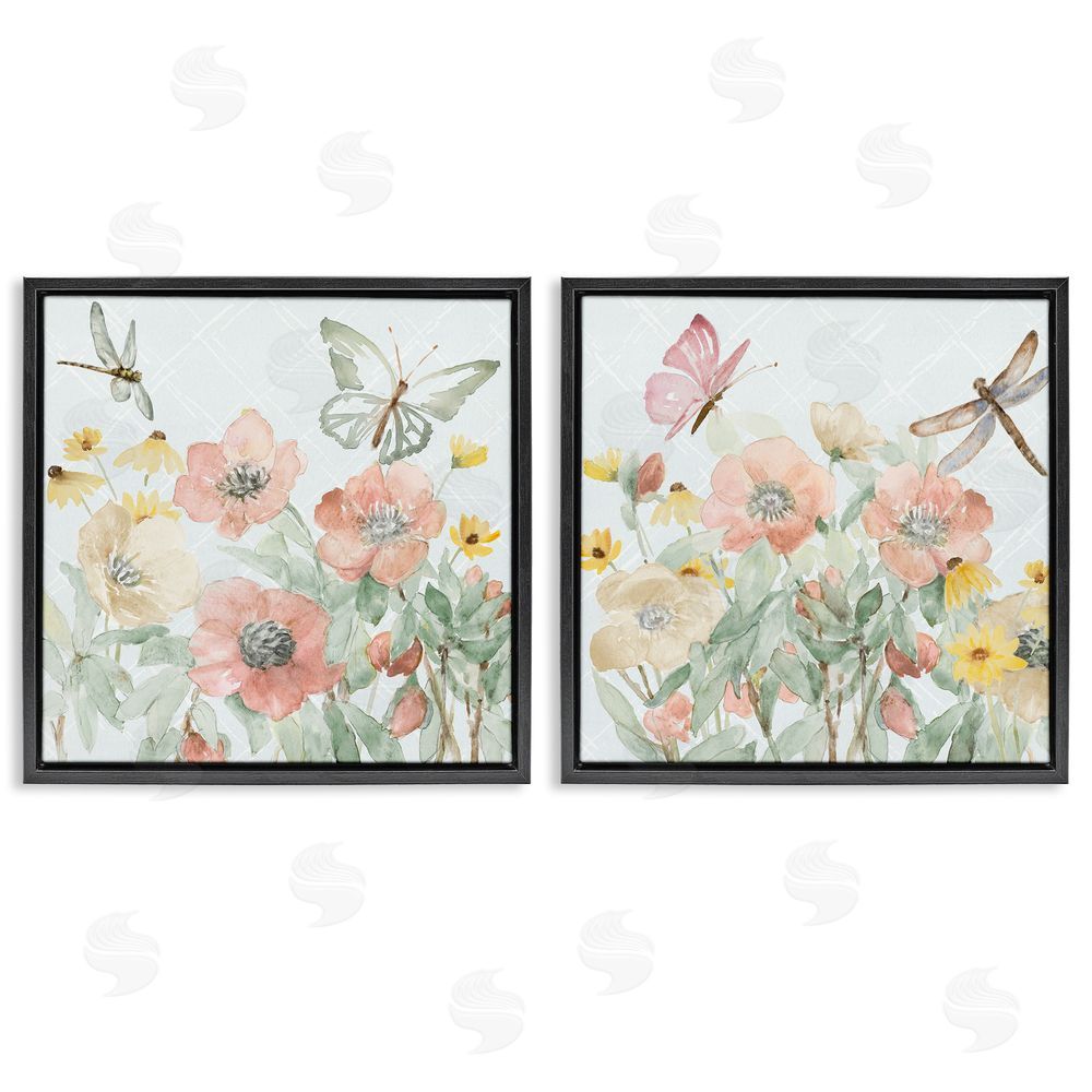 Sundance Graphics Delicate Garden Joy Black Floating Frame Canvas Wall Art Print