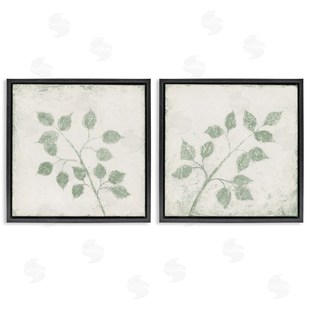 Sundance Graphics November Leaves Soft Plants Black Floating Frame Canvas Wall Art Print