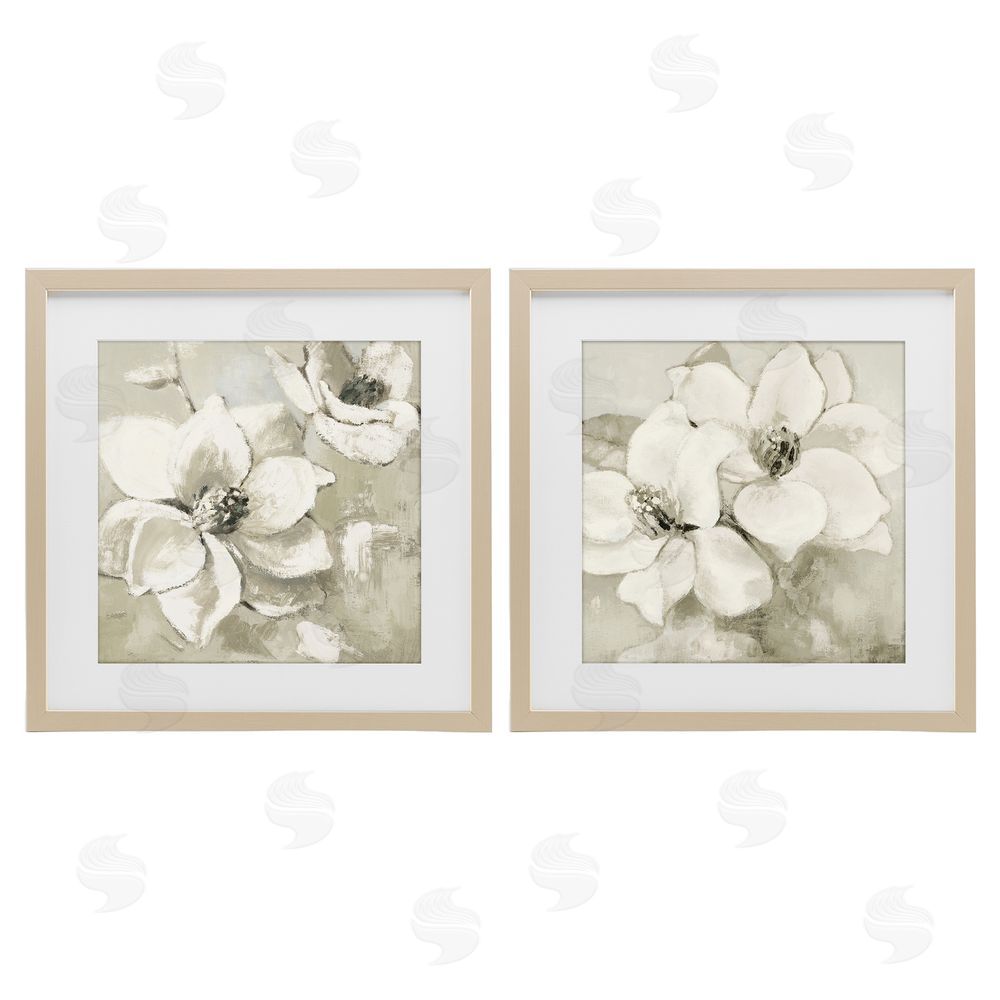 Sundance Graphics Beige Magnolias after Rain Birch Framed Print Under Glass Wall Art