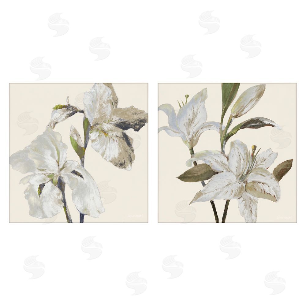 Sundance Graphics Irises and Lilies Soft Beige Canvas Wall Art Print