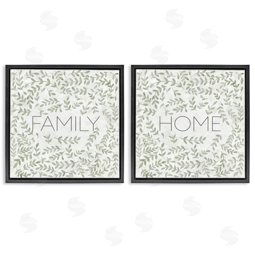 Sundance Graphics Curved Ivy Sprigs Phrases Black Floating Frame Canvas Wall Art Print