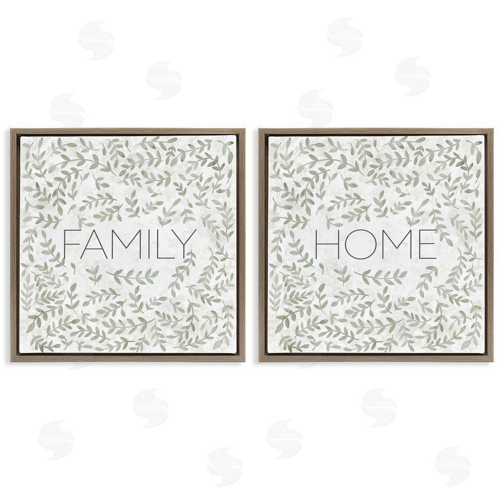 Sundance Graphics Curved Ivy Sprigs Phrases Brown Floating Frame Canvas Wall Art Print
