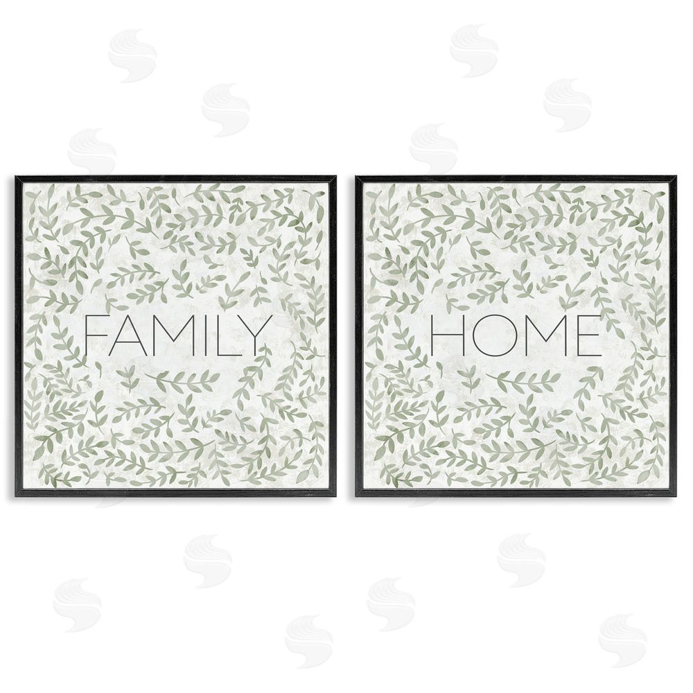 Sundance Graphics Curved Ivy Sprigs Phrases Black Framed Giclee Wall Art Print