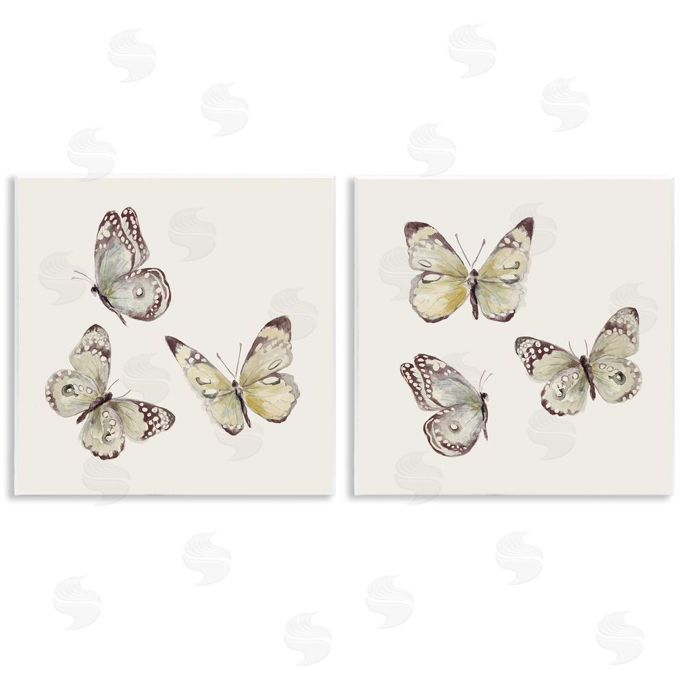 Sundance Graphics Flight of Butterflies on Beige Wall Plaque Printed Art