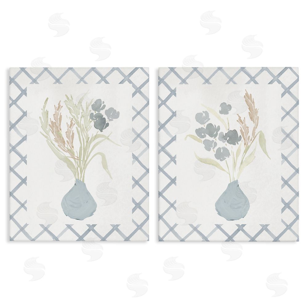 Sundance Graphics Subtle Blue Anna Bouquets Canvas Wall Art Print