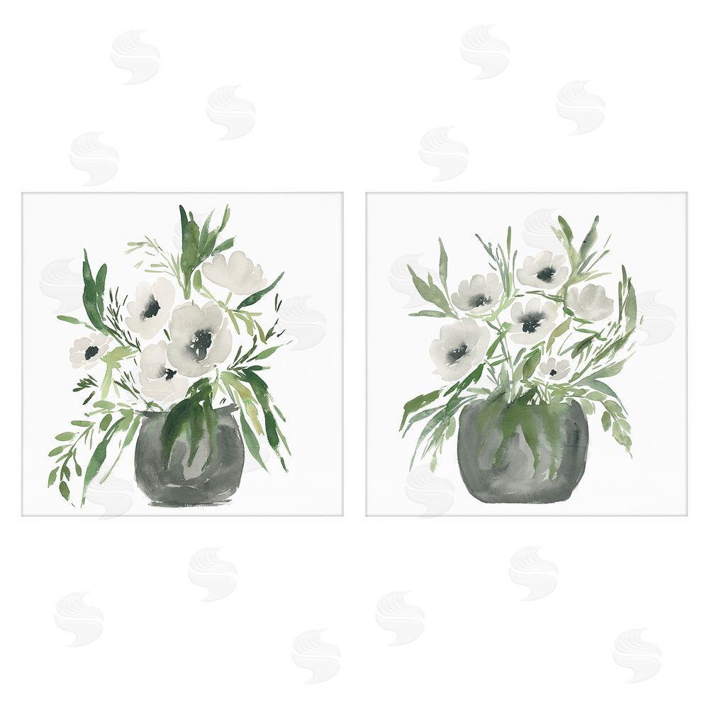 Sundance Graphics White Anemone Vases Canvas Wall Art Print