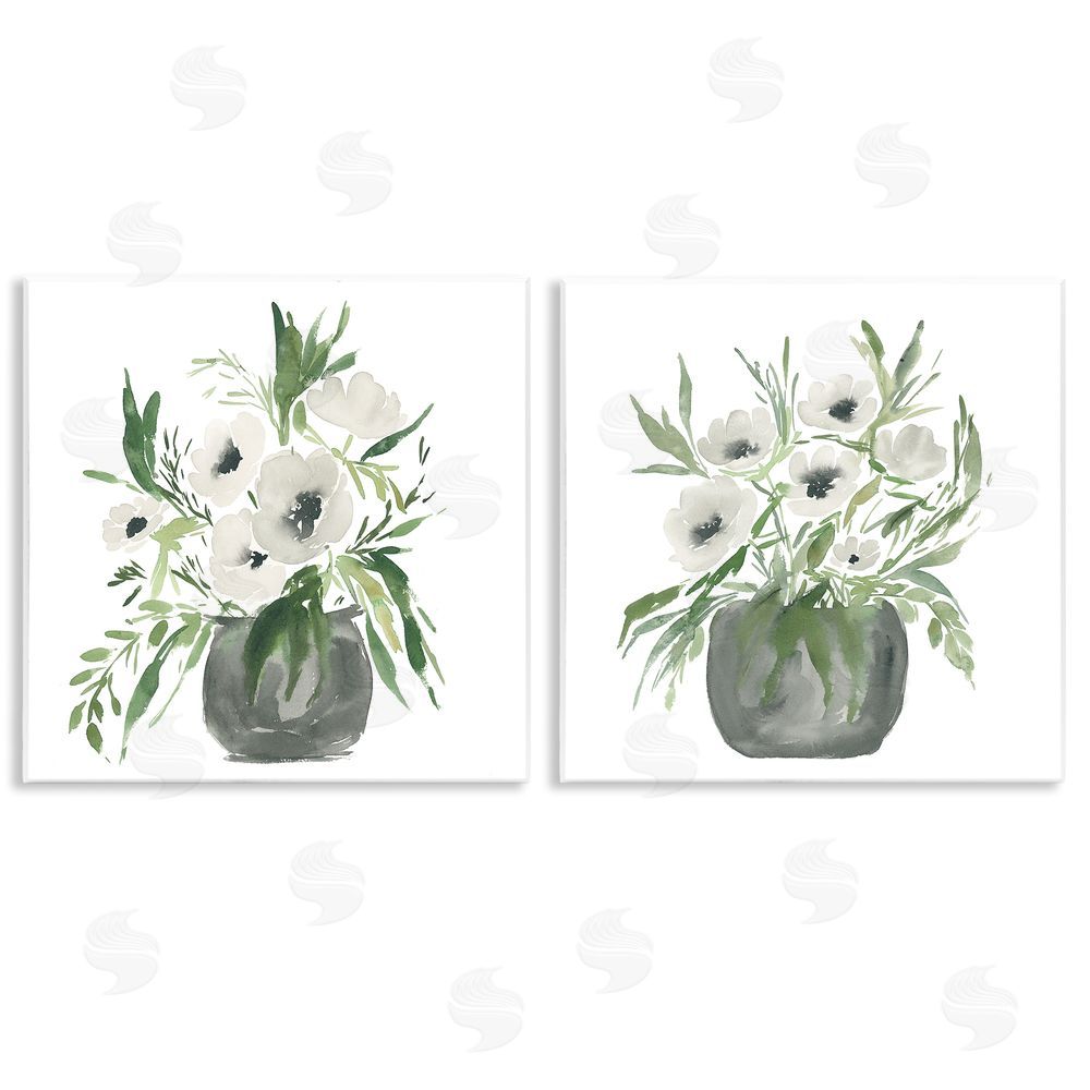 Sundance Graphics White Anemone Vases Wall Plaque Printed Art