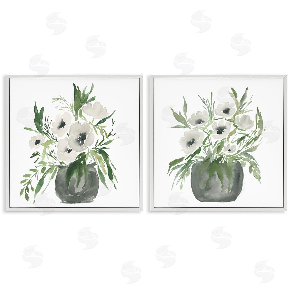 Sundance Graphics White Anemone Vases White Framed Giclee Wall Art Print