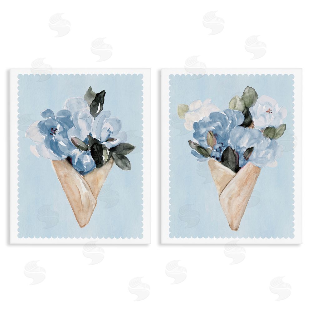 Sundance Graphics Blue Flower Gift Bouquets Canvas Wall Art Print