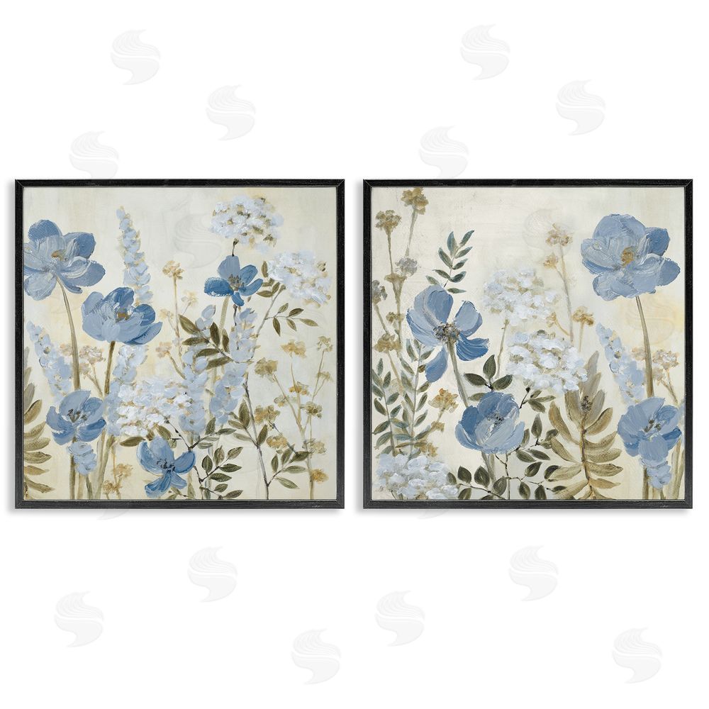 Sundance Graphics Blue Peaceful Garden Black Framed Giclee Wall Art Print
