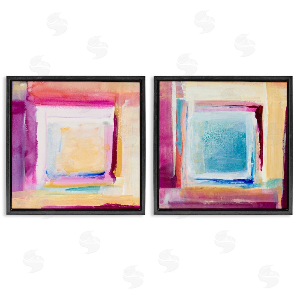 Sundance Graphics Pink & Yellow New Day Black Floating Frame Canvas Wall Art Print