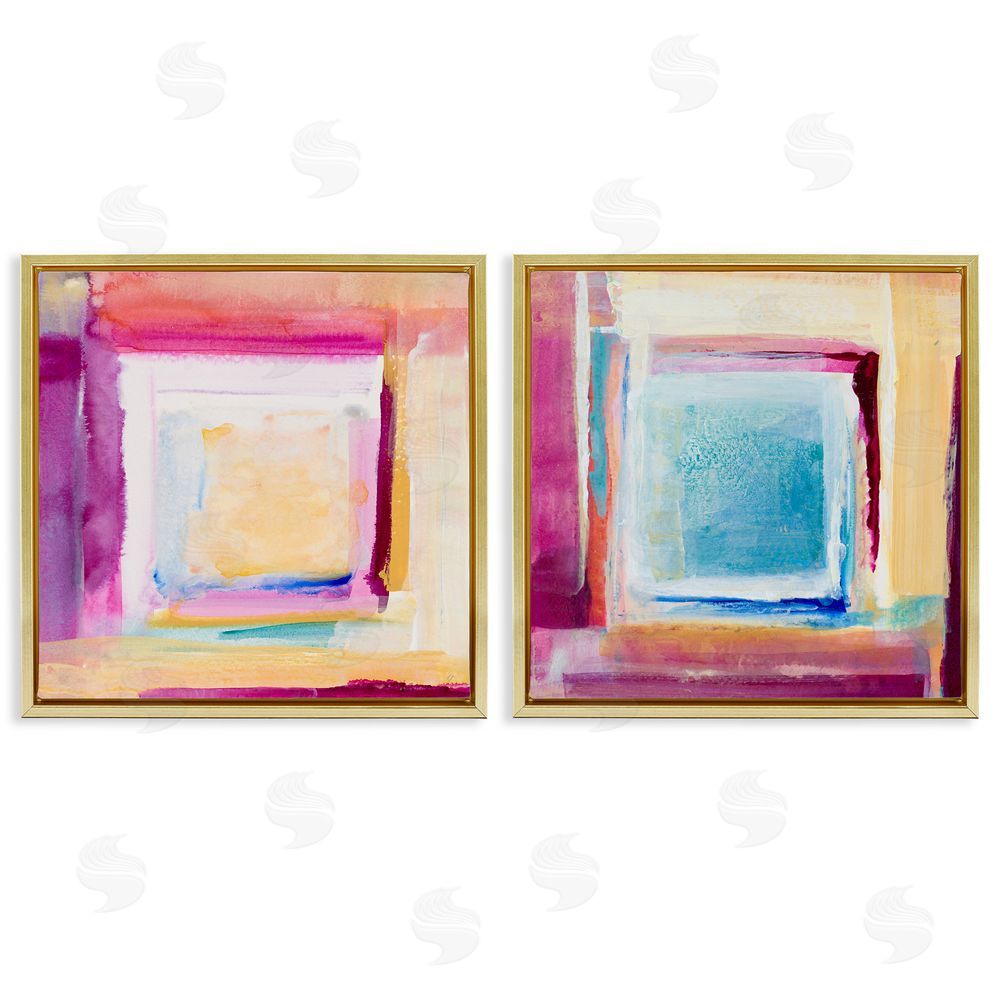 Sundance Graphics Pink & Yellow New Day Gold Floating Frame Canvas Wall Art Print