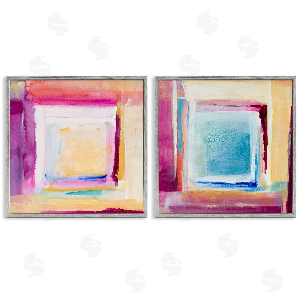 Sundance Graphics Pink & Yellow New Day Gray Framed Giclee Wall Art Print