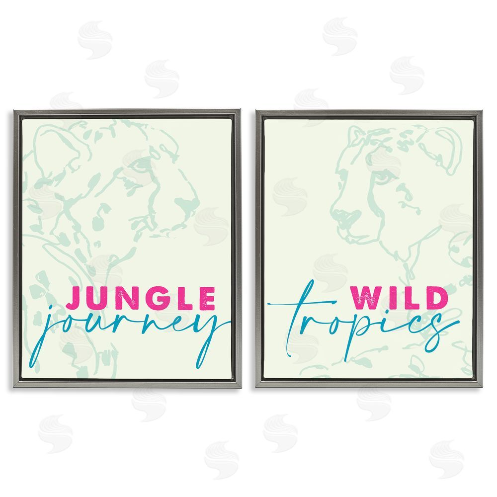 Sundance Graphics Wildlife Phrases Cheetahs Gray Floating Frame Canvas Wall Art Print