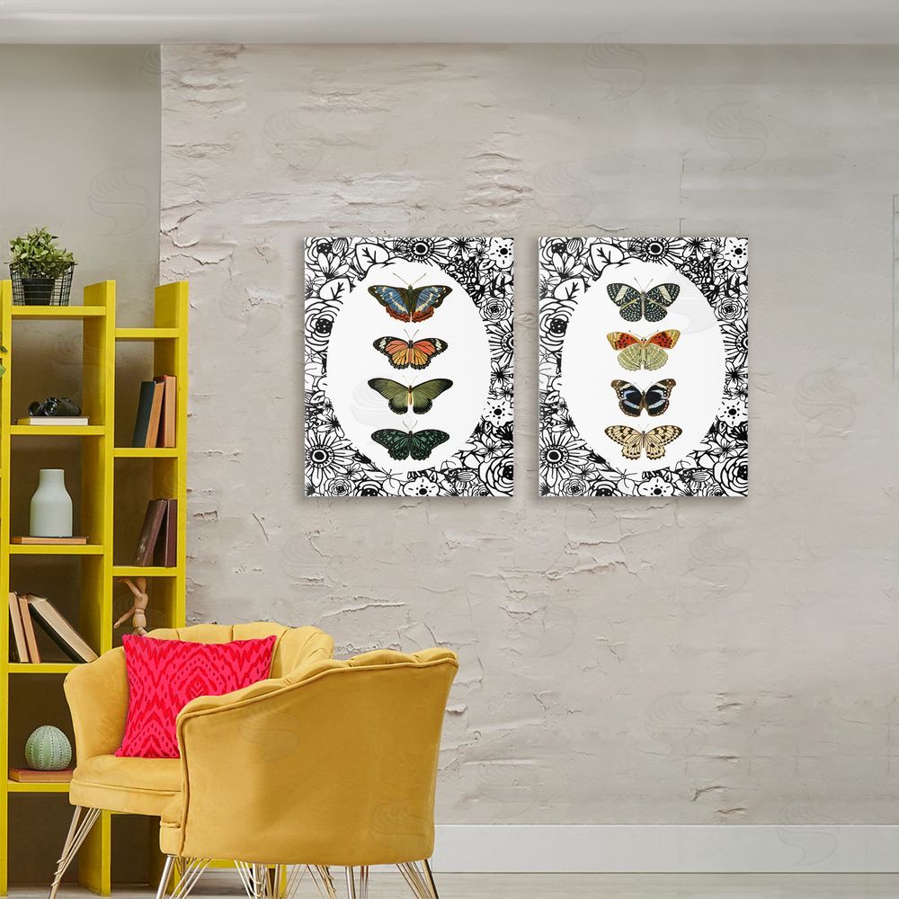 Sundance Graphics Floral Butterflies Lineup Canvas Wall Art Print in Room