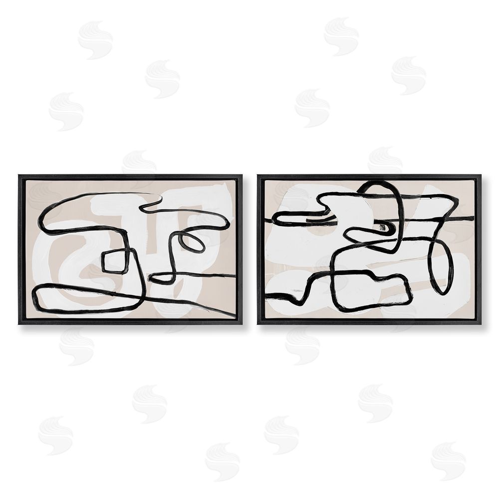 Sundance Graphics Neutral Twists & Turns Black Floating Frame Canvas Wall Art Print