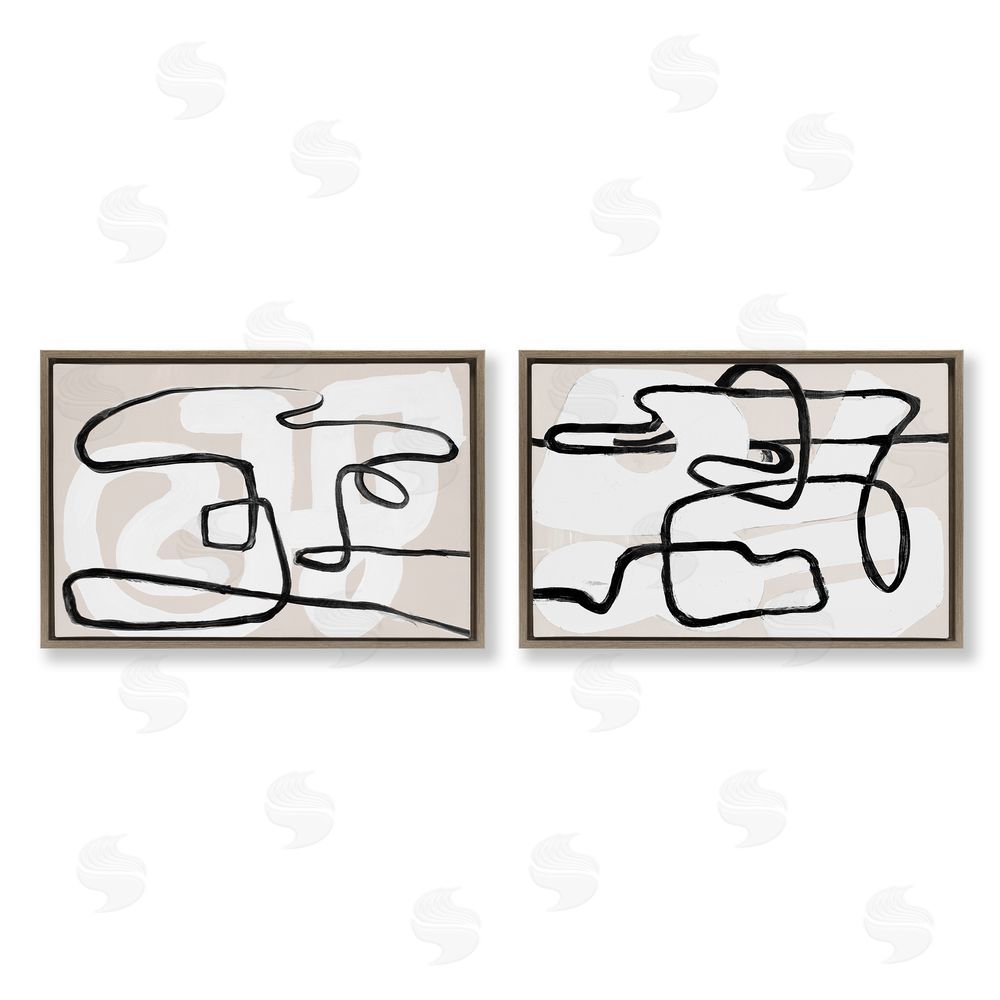 Sundance Graphics Neutral Twists & Turns Brown Floating Frame Canvas Wall Art Print