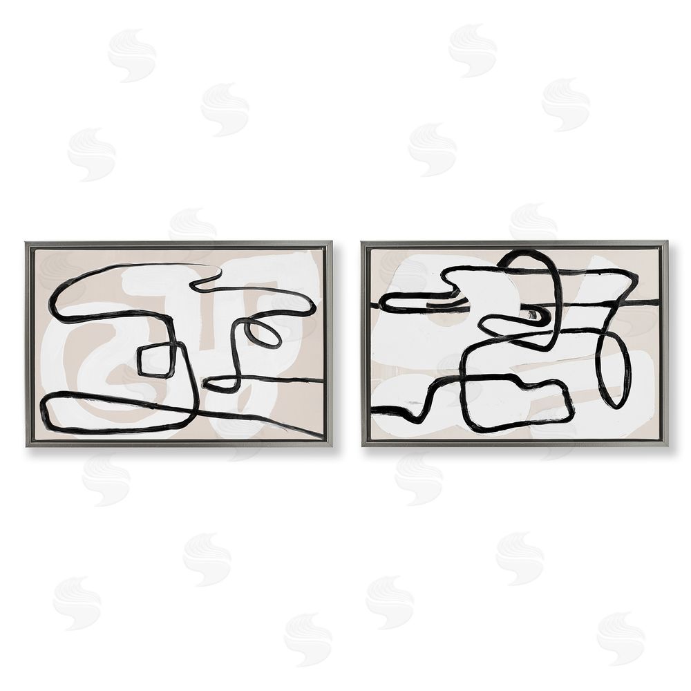 Sundance Graphics Neutral Twists & Turns Gray Floating Frame Canvas Wall Art Print