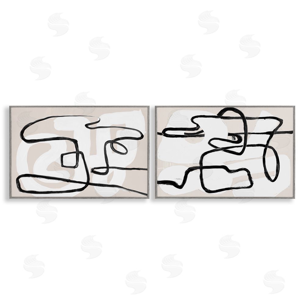Sundance Graphics Neutral Twists & Turns Gray Framed Giclee Wall Art Print