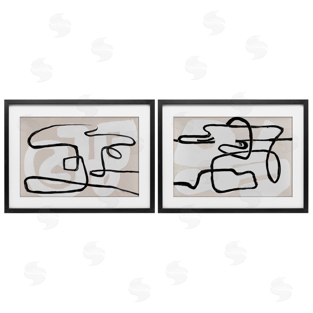 Sundance Graphics Neutral Twists & Turns Black Framed Print Under Glass Wall Art